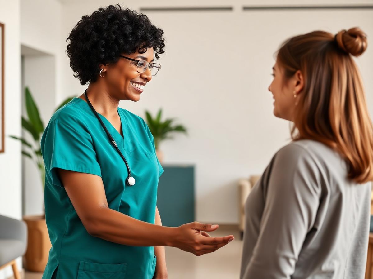 Local nurse greeting a member in a bright Restore studio